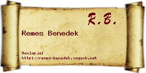 Remes Benedek névjegykártya